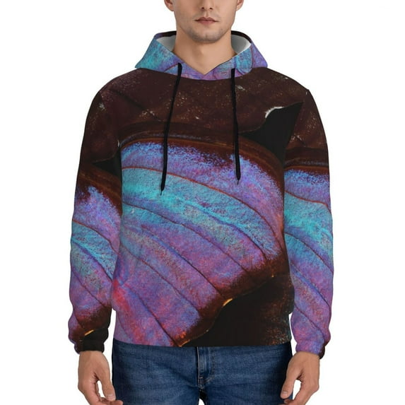 Fotbe Men's Hoodie with Wings Of A Butterfly Pattern - Kangaroo Pocket Pullover Hooded Sweatshirt, Perfect for Daily Wear, Travel, and Home-Medium