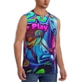 thumbnail image 1 of Fotbe Men's Neon Free Play Print Men's Sleeveless Muscle Tank Tops Casual T-Shirts for Gym Workout Beach-Medium, 1 of 1