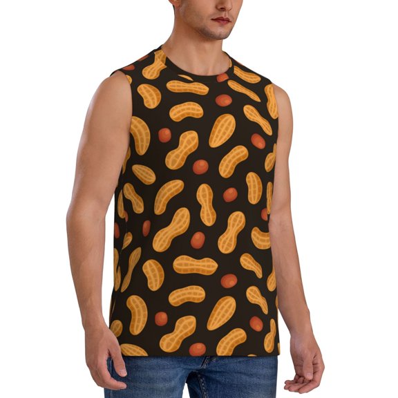 Fotbe Men's Peanuts5 Print Men's Sleeveless Muscle Tank Tops Casual T-Shirts for Gym Workout Beach-XX-Large