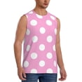 thumbnail image 1 of Fotbe Men's Pink And White Polka Dot Print Men's Sleeveless Muscle Tank Tops Casual T-Shirts for Gym Workout Beach-XX-Large, 1 of 8