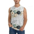 thumbnail image 1 of Fotbe Men's Pumpkin And White Marble Print Men's Sleeveless Muscle Tank Tops Casual T-Shirts for Gym Workout Beach-Small, 1 of 8
