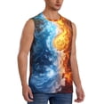 thumbnail image 1 of Fotbe Men's Red And Blue Flame Waves Print Men's Sleeveless Muscle Tank Tops Casual T-Shirts for Gym Workout Beach-XX-Large, 1 of 8