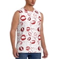 thumbnail image 1 of Fotbe Men's Red Lips Print Men's Sleeveless Muscle Tank Tops Casual T-Shirts for Gym Workout Beach-Small, 1 of 8