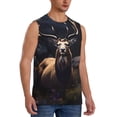 thumbnail image 1 of Fotbe Men's Regal Stag In Forest Print Men's Sleeveless Muscle Tank Tops Casual T-Shirts for Gym Workout Beach-X-Large, 1 of 8