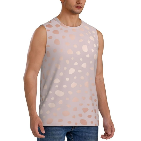 Fotbe Men's Rose Gold Abstract Spots 1 Print Men's Sleeveless Muscle Tank Tops Casual T-Shirts for Gym Workout Beach-X-Large