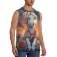 thumbnail image 1 of Fotbe Men's Starry Sky Cute Horse Print Men's Sleeveless Muscle Tank Tops Casual T-Shirts for Gym Workout Beach-Small, 1 of 8