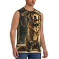 thumbnail image 1 of Fotbe Men's Western Cowboy Golden Retriever Print Men's Sleeveless Muscle Tank Tops Casual T-Shirts for Gym Workout Beach-Large, 1 of 8
