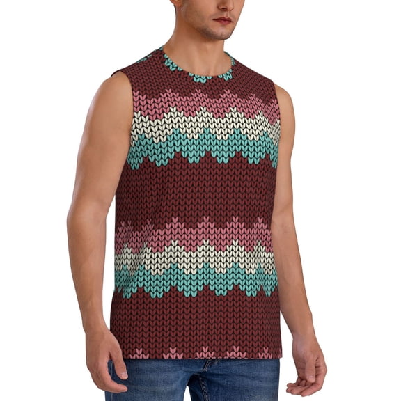 Fotbe Men's fall leaf Element Print Men's Sleeveless Muscle Tank Tops Casual T-Shirts for Gym Workout Beach-Medium