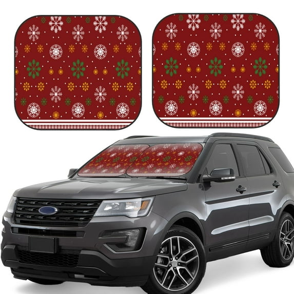 Fotbe Merry Christmas 2-Piece Car Windshield Sun Shade | Sun Blocker for Car Windshield | Foldable Automotive Interior Accessories for Sun Protection-Small