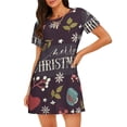 thumbnail image 1 of Fotbe Merry Christmas Pattern Women's Cotton Nightgown Sleepwear Short Sleeves Shirt Casual Print Sleepdress, 1 of 6