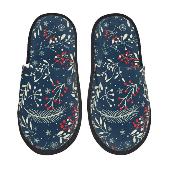 Fotbe Merry Christmas Pattern Women's Fuzzy Slippers Plush Slippers Fluffy Winter House Shoes Indoor and Outdoor-Medium