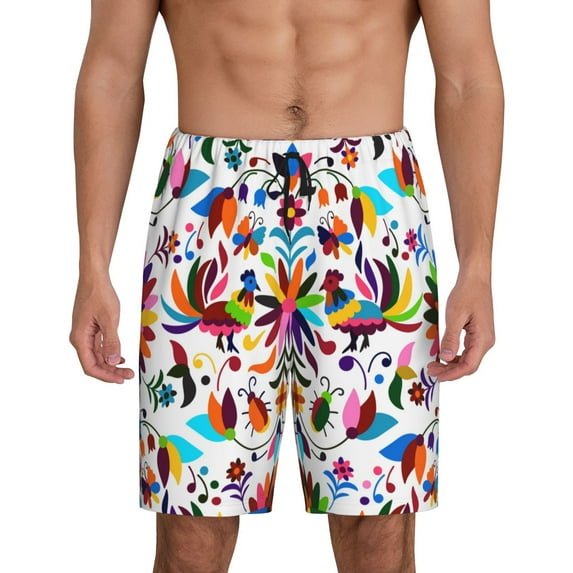 Fotbe Mexican Bright Style Pajama Shorts for Men, Men's Pajama Bottoms, Sleepwear,Short Pajama Pants-X-Large