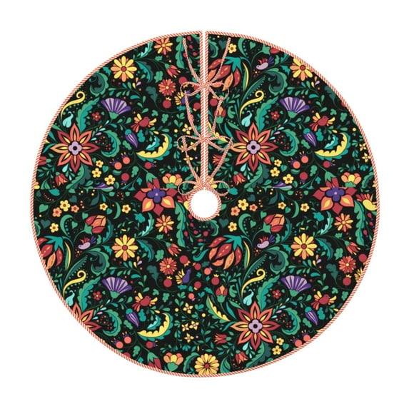 Fotbe Mexican Flower 1 Pattern Christmas Tree Skirt, Tree Skirts Plush Christmas Decorations, Christmas Tree Skirts Xmas Decorations Holiday Party Decor-36"
