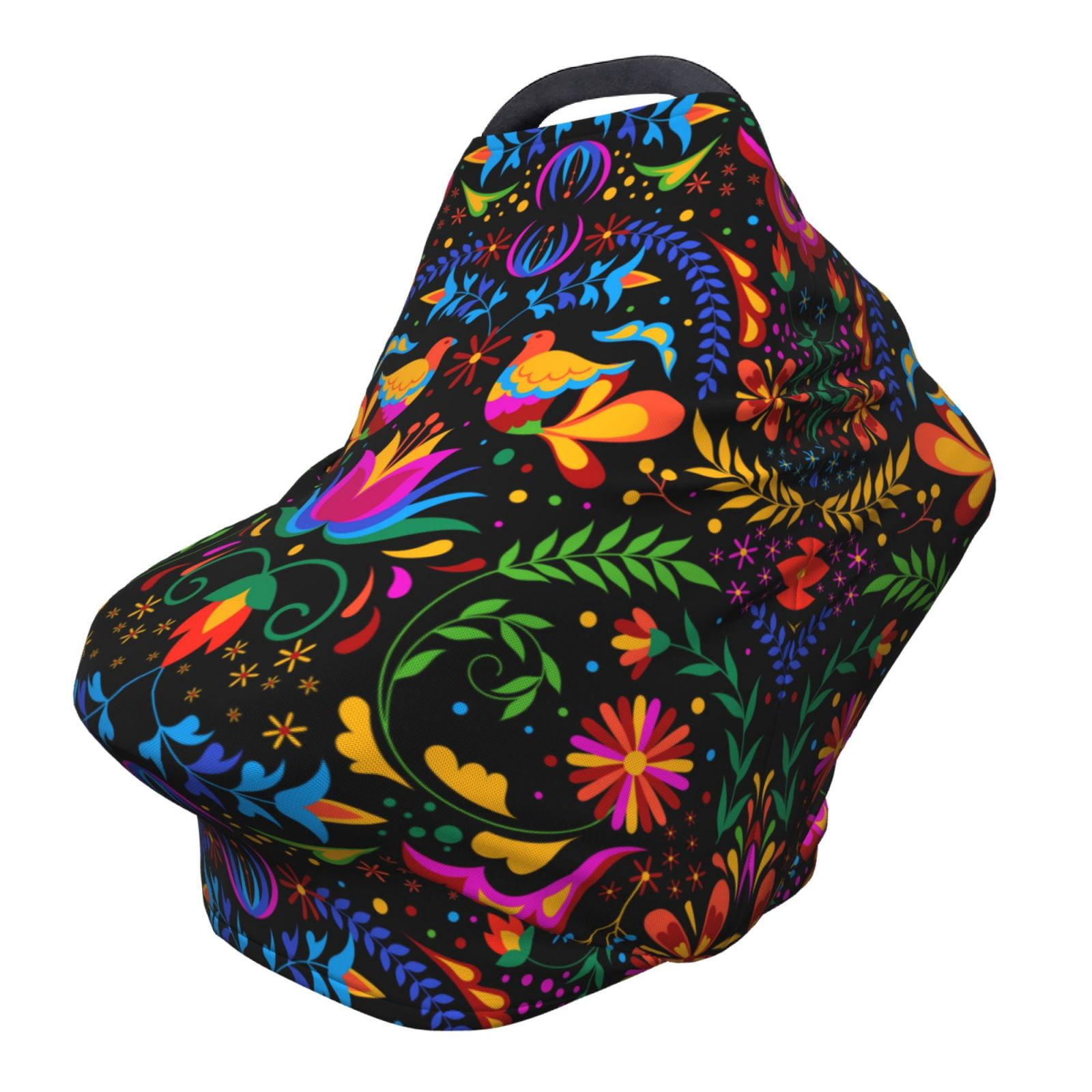 Fotbe Mexican Flower Traditional1 Pattern Car Seat Covers for Babies, Nursing Breastfeeding Cover Infant Carseat Canopy, Soft Stretchy Carrier Cover