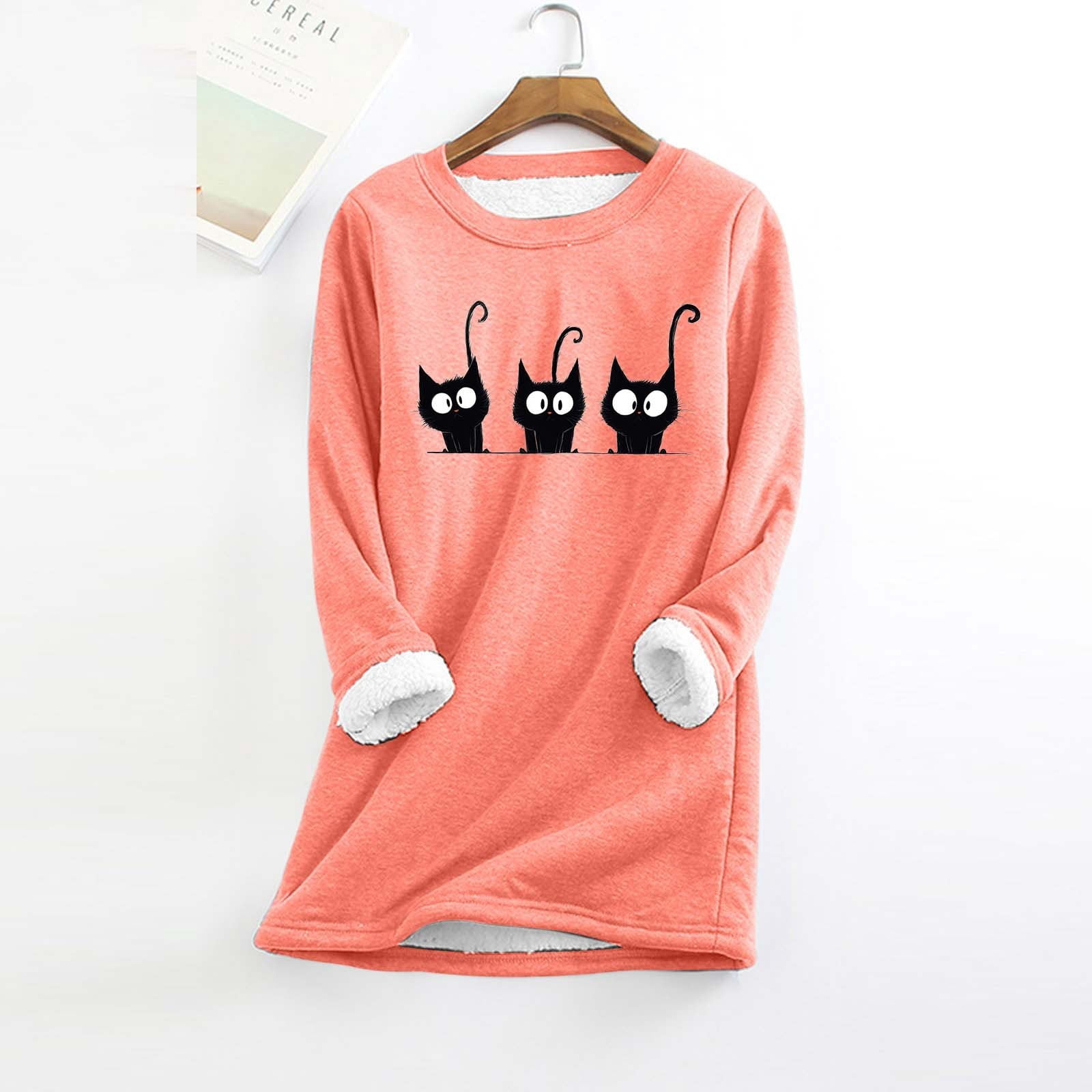 Women's Pullover With Print Comfortable Round Neck Winter Homewear Sweater Womens Lightweight Thermal Top Women Thermal Top Lined Mens Base Layer Shirt Thermal Long Sleeve Shirt Thermal Top And Bottom