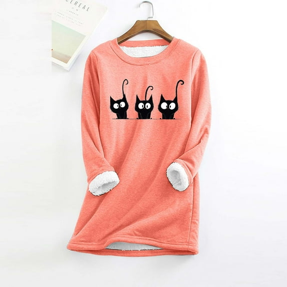 Women's Pullover With Print Comfortable Round Neck Winter Homewear Sweater Womens Lightweight Thermal Top Women Thermal Top Lined Mens Base Layer Shirt Thermal Long Sleeve Shirt Thermal Top And Bottom