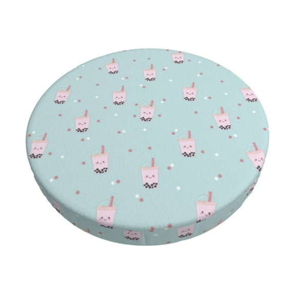 Fotbe Milk Tea Stool Covers Round,Waterproof Round Bar Stool Covers Bar Chair Covers Washable Stool Cushion Slipcover for 12-14 Inch Chair-