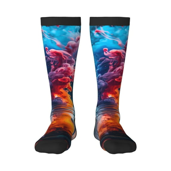 Fotbe Modern Art Red And Blue Colors print Women's Men's Novelty Crew Socks Cotton Socks Knee High Socks for Walking,Running,Nurses,Pregnancy