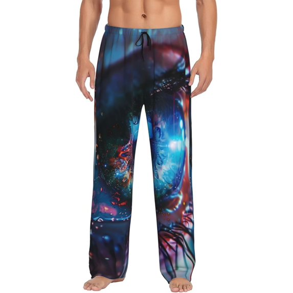Fotbe Modern Colorful Eyes Men's Pajama Pants,Sleepwear Pants,Pj Bottoms Drawstring And Pockets-Small