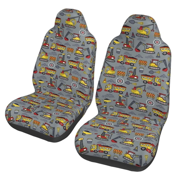 Fotbe Modern Excavator Pattern Automotive Seat Covers for Cars Trucks and SUVs – Car Seat Covers for Front Seats,Protective Seat Covers,Vehicle Seat Covers, Set of 2
