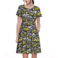 thumbnail image 1 of Fotbe Modern Yellow Excavator Pattern Dress Casual Womens Fashion Short Sleeve Maxi Dress T Shirt Dress Striped Long Color Block Maxi Dress, 1 of 6