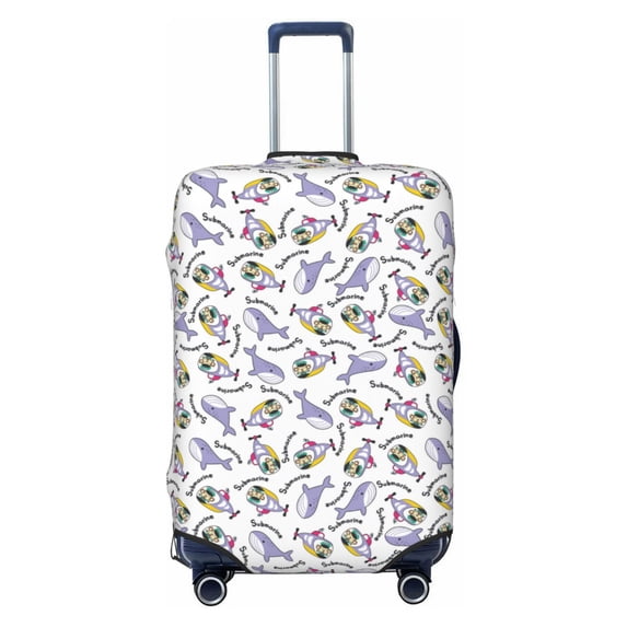 Fotbe Monkey Submarine Captain Luggage Cover Protector,Suitcase Protector,Scratch and Dirt Resistant,Fits 18-32 Inch Luggage-Large