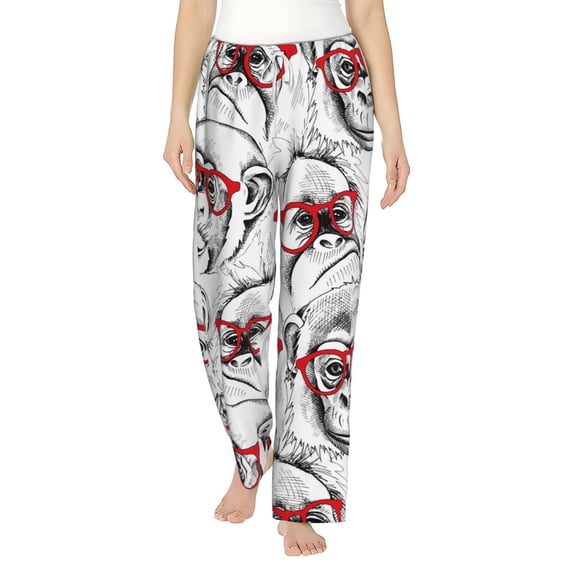 Fotbe Monkey Women's Pajama Pants,Sleepwear Pants,Pj Bottoms Drawstring And Pockets-Large