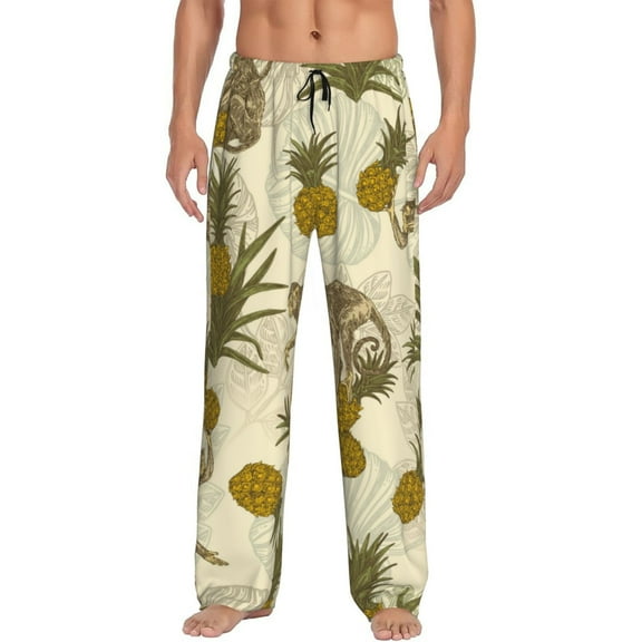 Fotbe Monkeys and Pinealpples Men's Pajama Pants,Sleepwear Pants,Pj Bottoms Drawstring And Pockets-Medium