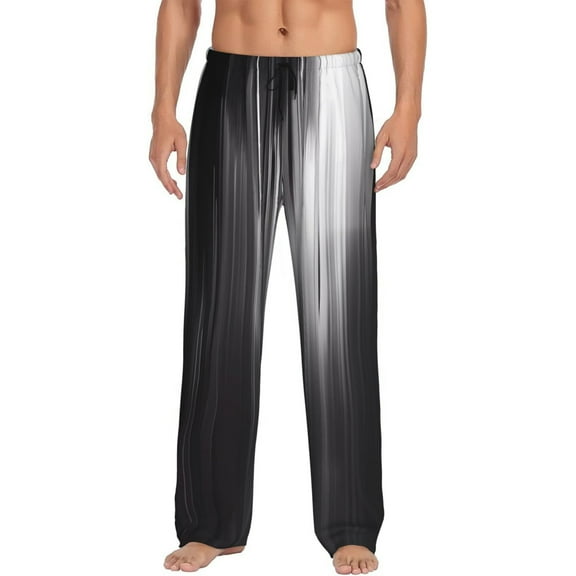 Fotbe Monochrome Abstract Lines Men's Pajama Pants,Sleepwear Pants,Pj Bottoms Drawstring And Pockets-Small