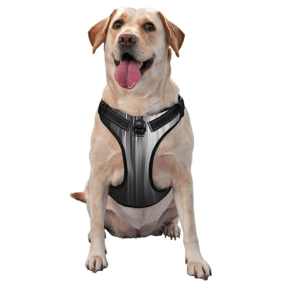 Fotbe Monochrome Abstract Lines Pattern Dog Harness, No-Pull Pet Harness with 2 Leash Clips, Adjustable Soft Padded Dog Vest with Easy Control Handle for Large Dogs-Medium