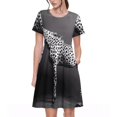 thumbnail image 1 of Fotbe Monochrome Leopard Horse Pattern Dress Casual Womens Fashion Short Sleeve Maxi Dress T Shirt Dress Striped Long Color Block Maxi Dress, 1 of 6