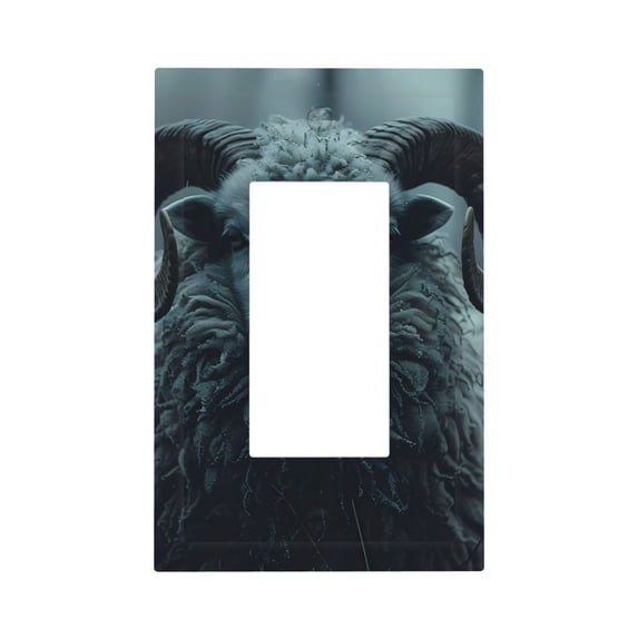Fotbe Moody Ram Portrait Print Duplex Receptacle Wall Plate, 1-Gang 5.0" x3.0" Wall Outlet Covers, Dual Outlet Faceplates Covers, Color-matched Screws Included-Style U