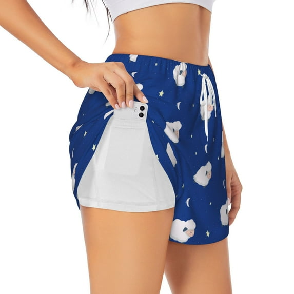 Fotbe Moon Lamb Womens High Waist Running Shorts Athletic Workout Quick Dry Shorts for Women with Pockets Gym Yoga Summer Shorts-X-Large