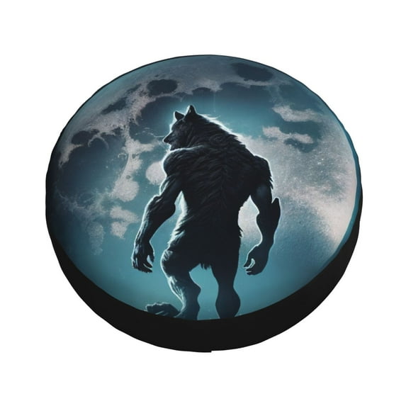 Fotbe Moon Wolf Warrior Spare Tire Cover Thickening Universal Fit for Jeep, Trailer, RV, SUV, Truck, Tough Tire Wheel Soft Cover-17 inch