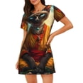 thumbnail image 1 of Fotbe Moonlit Hairless Cat Monk Pattern Women's Cotton Nightgown Sleepwear Short Sleeves Shirt Casual Print Sleepdress, 1 of 6