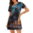 thumbnail image 1 of Fotbe Moonlit Night Sky Wolf Pattern Women's Cotton Nightgown Sleepwear Short Sleeves Shirt Casual Print Sleepdress, 1 of 6