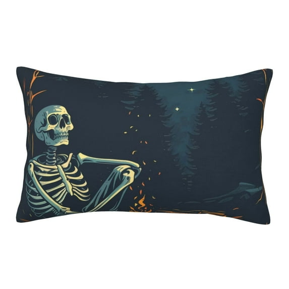 Fotbe Moonlit Skeleton Campfire Pillow Cases - Envelope Closure - Luxury, Extra Soft, Cooling Pillow Covers - Wrinkle, Fade, Stain Resistant-16"x24"