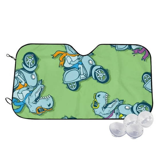 Fotbe Motorcycle Riding Dinosaur Car Windshield Sunshade | Sun Visor Protector Front Window Shade, Keeps Out UV Rays, Keeps Your Vehicle Cool-Medium