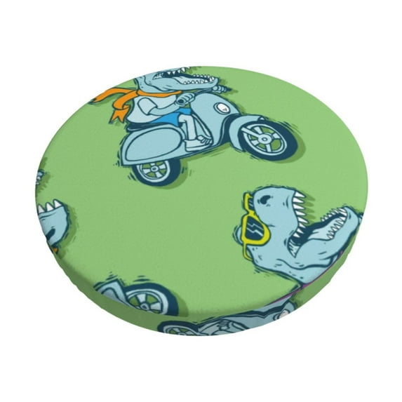 Fotbe Motorcycle Riding Dinosaur Stool Covers Round,Waterproof Round Bar Stool Covers Bar Chair Covers Washable Stool Cushion Slipcover for 12-14 Inch Chair-