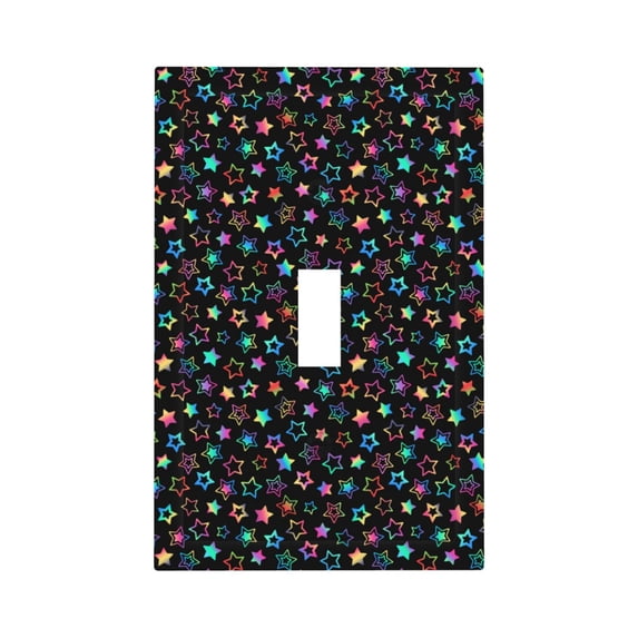 Fotbe Multi-Colored Stars Print Duplex Receptacle Wall Plate, 1-Gang 5.0" x3.0" Wall Outlet Covers, Dual Outlet Faceplates Covers, Color-matched Screws Included-Style T
