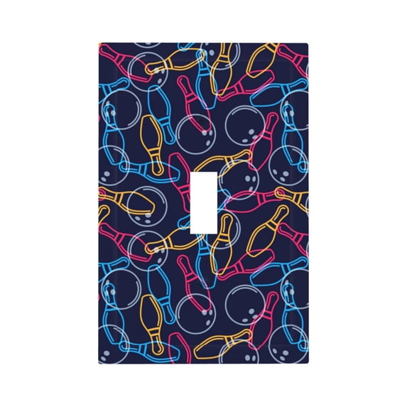 Fotbe Multicolor Bowling Print Duplex Receptacle Wall Plate, 1-Gang 5.0" x3.0" Wall Outlet Covers, Dual Outlet Faceplates Covers, Color-matched Screws Included-Style T