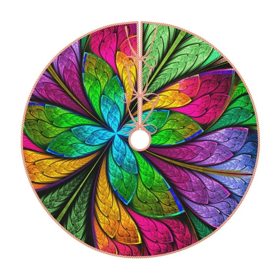 Fotbe Multicolored Beautiful Flower Pattern Christmas Tree Skirt, Tree Skirts Plush Christmas Decorations, Christmas Tree Skirts Xmas Decorations Holiday Party Decor-30"