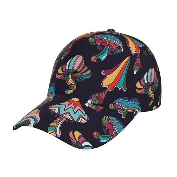 Fotbe Mushroom Doodle Baseball Cap, Mushroom Doodle Print Dad Hat,Outdoor Hat,Adjustable Sports Cap, Perfect For Activities