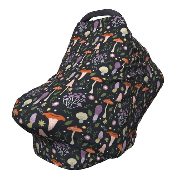 Fotbe Mushroom Pattern Car Seat Covers for Babies, Nursing Breastfeeding Cover Infant Carseat Canopy, Soft Stretchy Carrier Cover