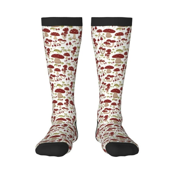 Fotbe Mushroom print Women's Men's Novelty Crew Socks Cotton Socks Knee High Socks for Walking,Running,Nurses,Pregnancy