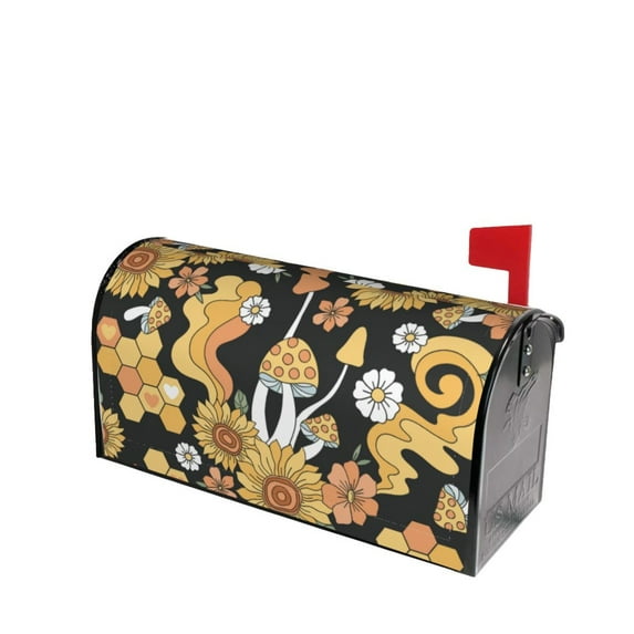 Fotbe Mushrooms Honeycomb Mailbox Covers Post Letter Box Cover Garden Decor Standard Size-21x18 in