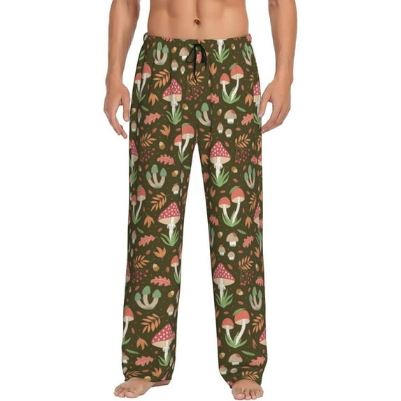 Fotbe Mushrooms and Autumn Men's Pajama Pants,Sleepwear Pants,Pj Bottoms Drawstring And Pockets-Medium