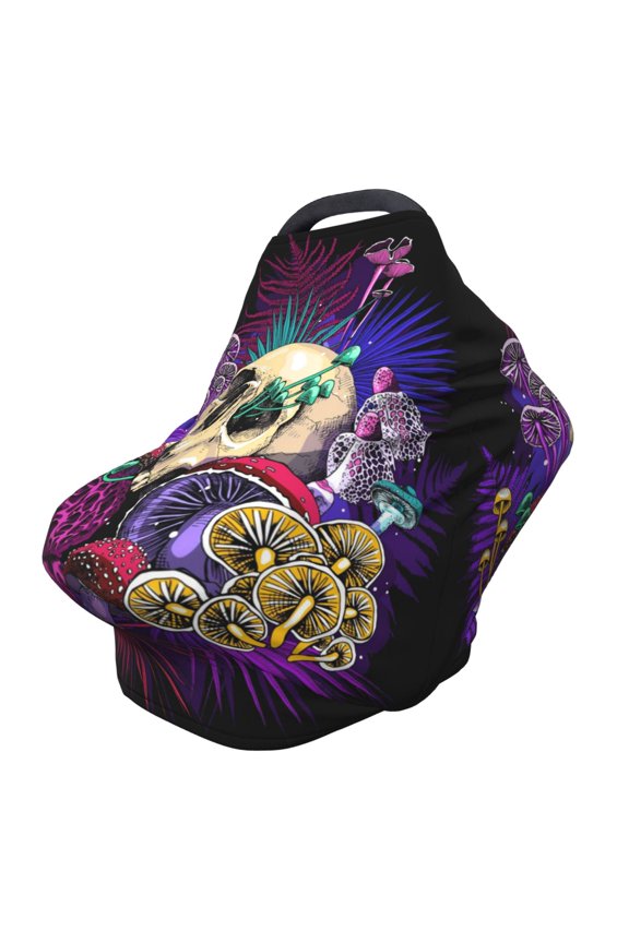 Mushrooms and Skull Pattern Car Seat Covers for Babies, Nursing Breastfeeding Cover Carseat Canopy, Soft Stretchy Carrier Cover