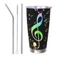 thumbnail image 1 of Fotbe Music Notes Pattern 20 oz Tumbler Stainless Steel Vacuum Insulated Coffee Ice Cup Double Wall Travel Flask Leak-proof Coffee Cup-Straw Three-piece Set, 1 of 8