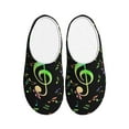 thumbnail image 1 of Fotbe Music Notes Pattern Women's Fuzzy Curly Fur Memory Foam Loafer Slippers Indoor Outdoor Slippers Winter Home Shoes-44/45, 1 of 7